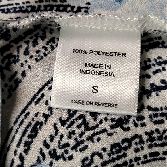 Soho Jeans Blue Floral V-Neck Long Sleeve Wrap Tunic Sz Small - Picture 5 of 8